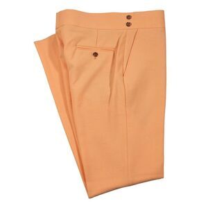 Mens Gurkha Pants Orange Textured Cotton Blend Straight High Waist Flat Front 34